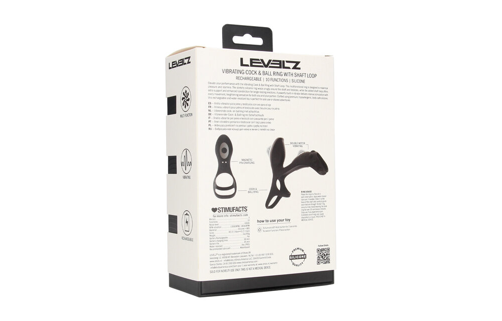 Vibrating Silicone Penis & Ball Ring with Shaft Loop – Black