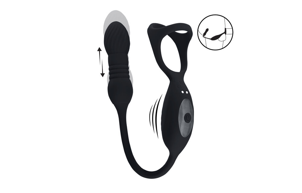 Vibrierender drückender Tri O Cockring mit Prostatastimulator