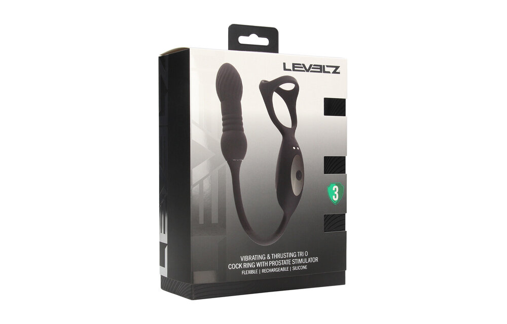 Vibrating Tri-O Cock Ring with Prostate Stimulator - Black