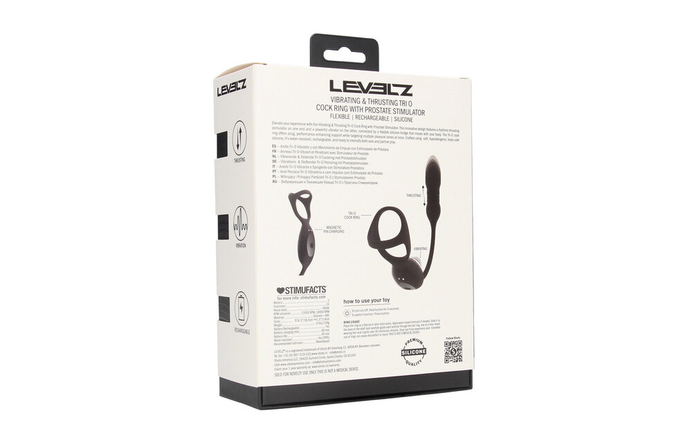 Vibrierender Tri-O-Cockring mit Prostatastimulator – Schwarz