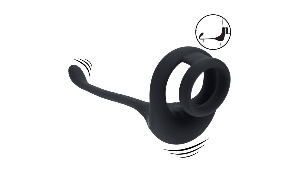 Doppelmotor-Silikon-Cockring Schwarz – Prostatastimulator