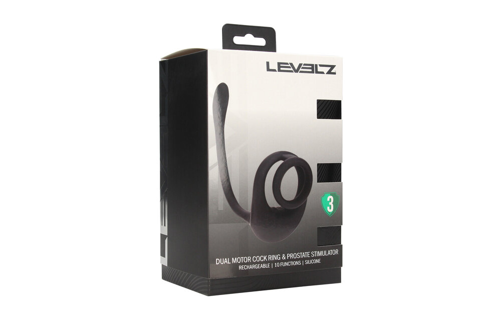 Dual Motor Silicone Cock Ring Black - Prostate Stimulator