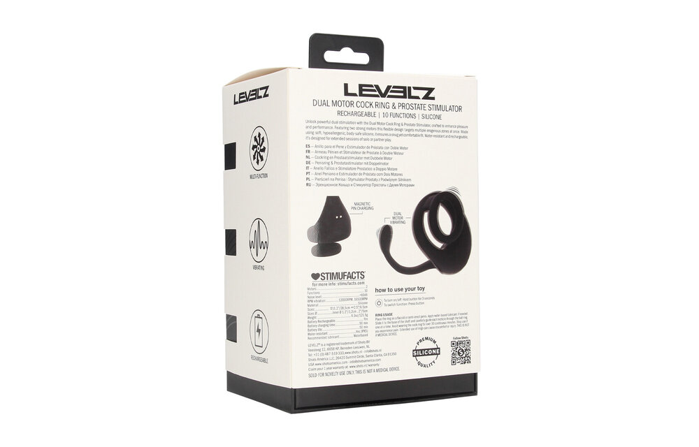 Dual Motor Silicone Cock Ring Black - Prostate Stimulator