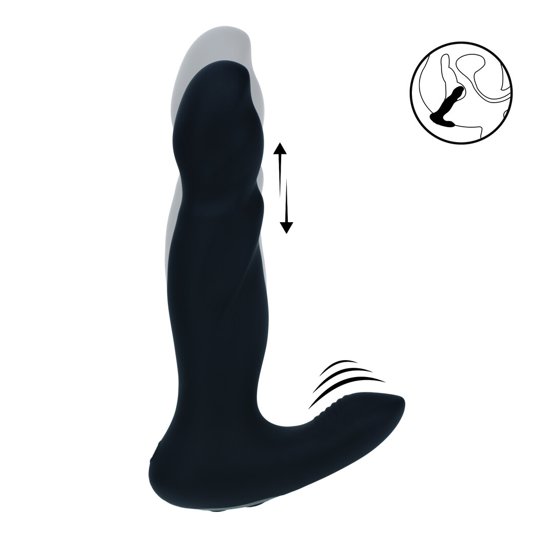 Vibrating and Thrusting Silicone Prostate Massager – Black