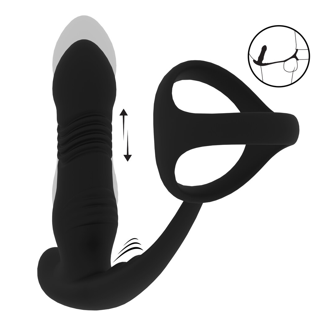 Vibrating Pushing Prostate Massager with Tri O Cockring