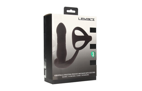 Vibrating Silicone Prostate Massager with Tri O Cock Ring Black