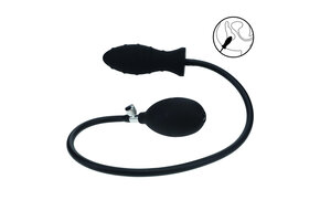 Ribbed Inflatable Silicone Anal Plug Black 69 cm