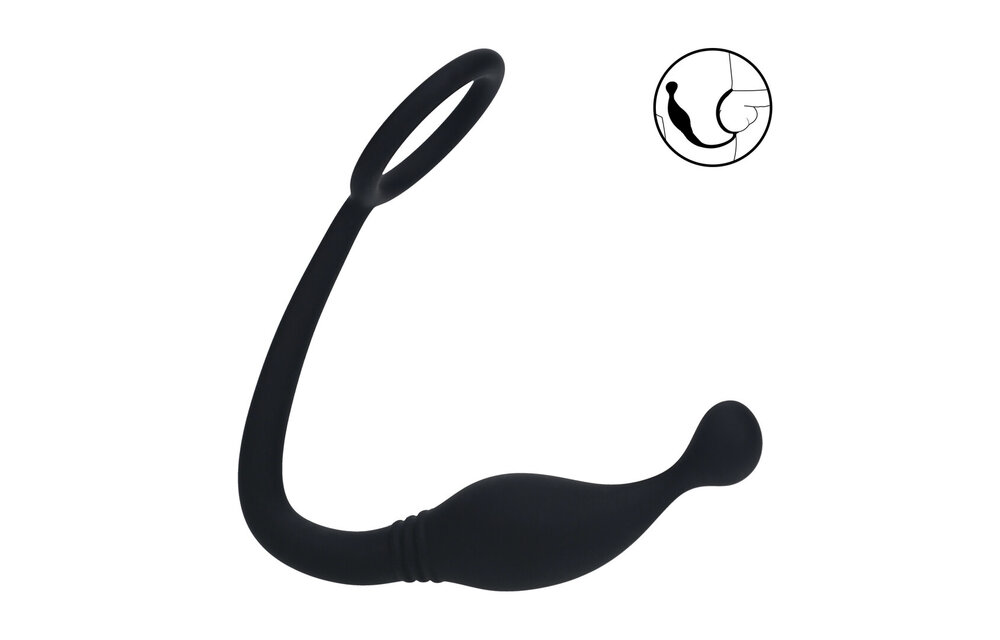 Silicone Cock Ring with Prostate Stimulator Black | Levelz S