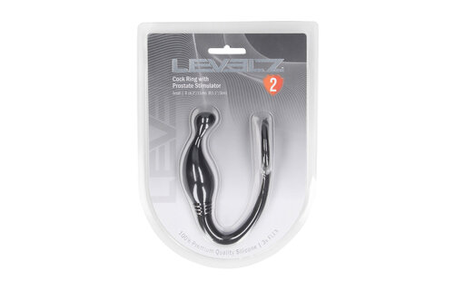 Silicone Cock Ring with Prostate Stimulator Black | Levelz S