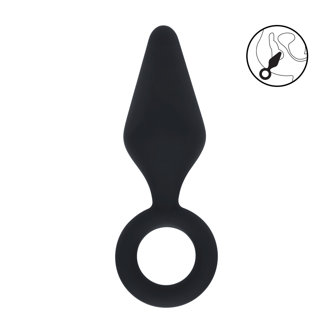 Silicone Anal Plug with Loop 9 cm - Black | Levelz Premium
