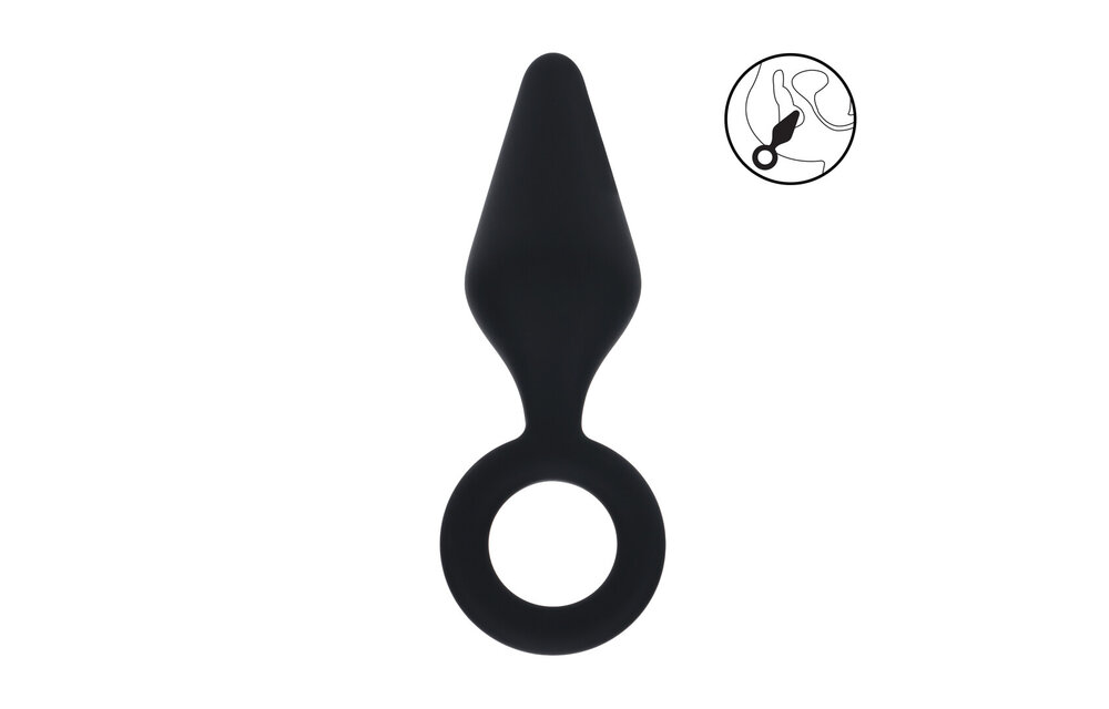 Silicone Anal Plug with Loop 11.7 cm - Black | Levelz M