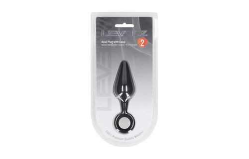 Silicone Anal Plug with Loop 11.7 cm - Black | Levelz M