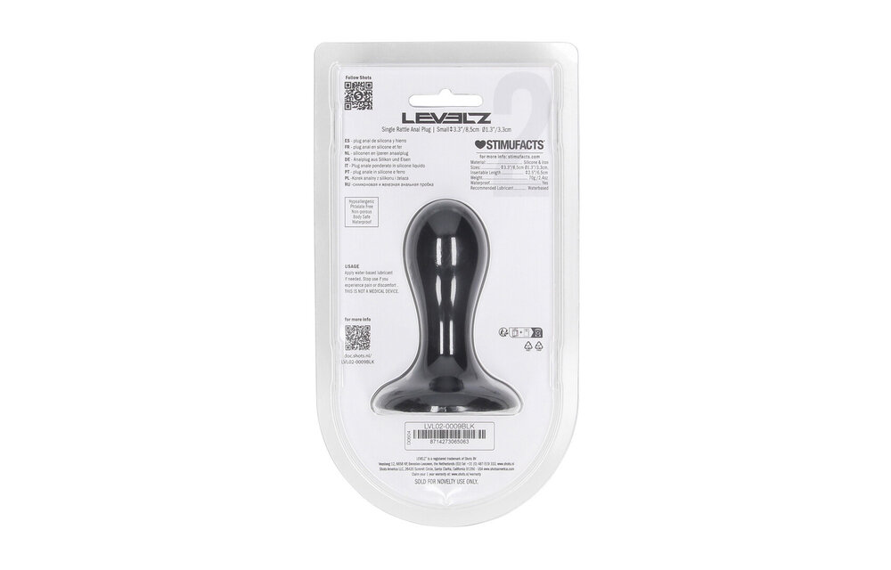 Rassel-Analplug S 8,5 cm Schwarz – Silikonvergnügen