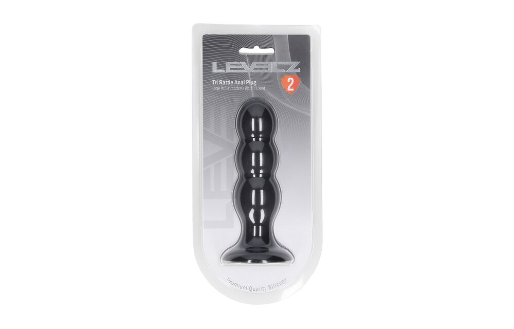 Tri Rattle Anale Plug L 13,5 cm - Zwarte Siliconen Levelz