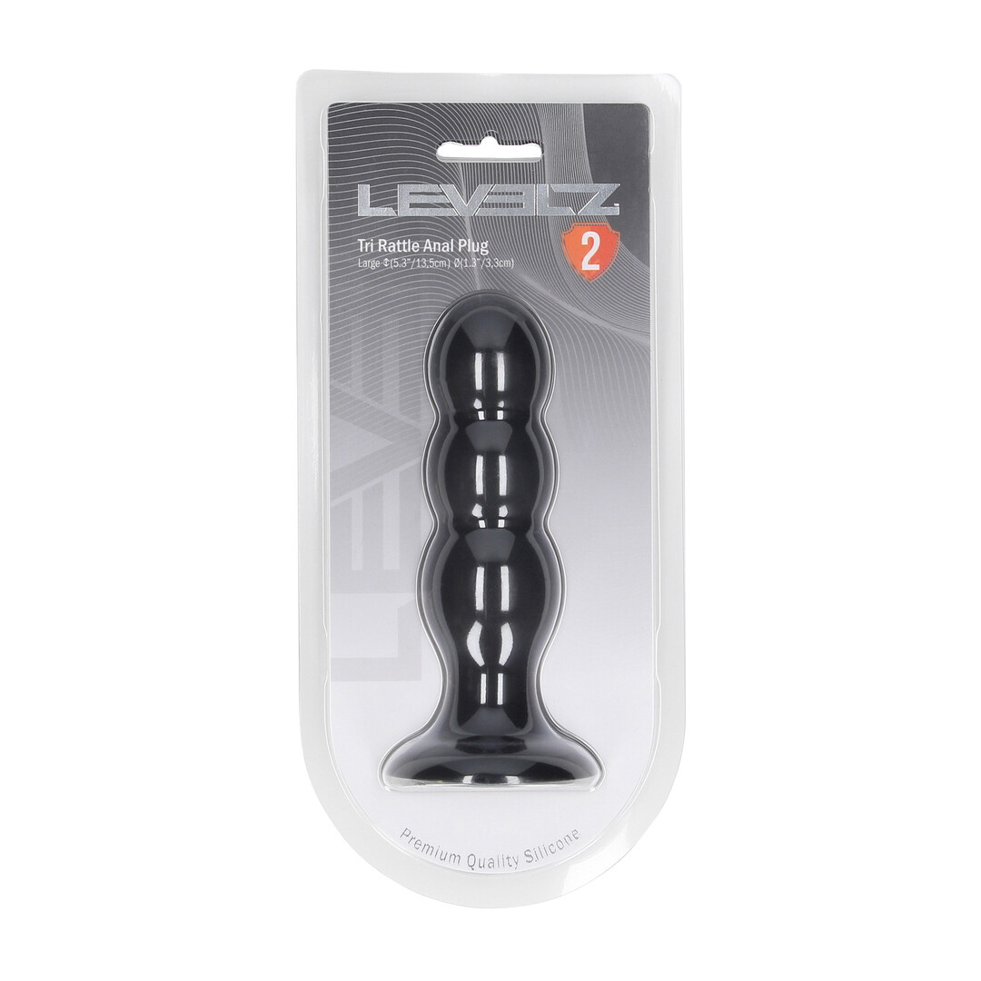 Tri Rattle Analplug L 13,5 cm – Schwarzes Silikon Levelz