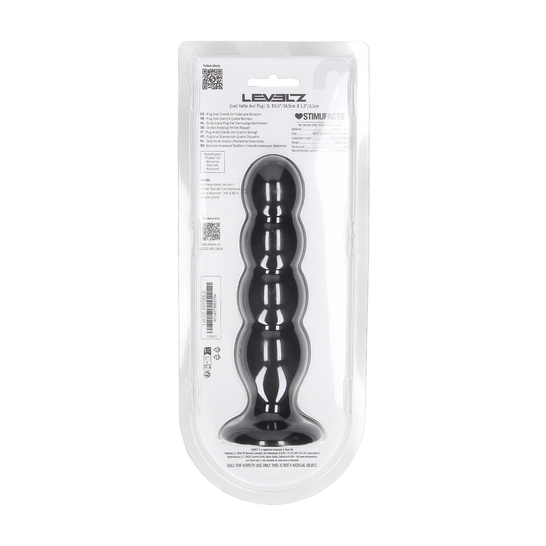 Quad Rattle Silicone Anal Plug XL 16.5 cm - Black
