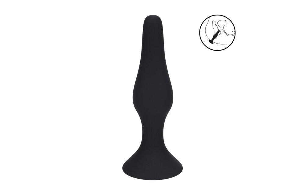 Slim Silicone Anal Plug L 12.5 cm - Black & Safe