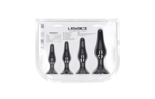 Slim Silicone Anal Plug Set 11.5 cm – 4 Sizes Black