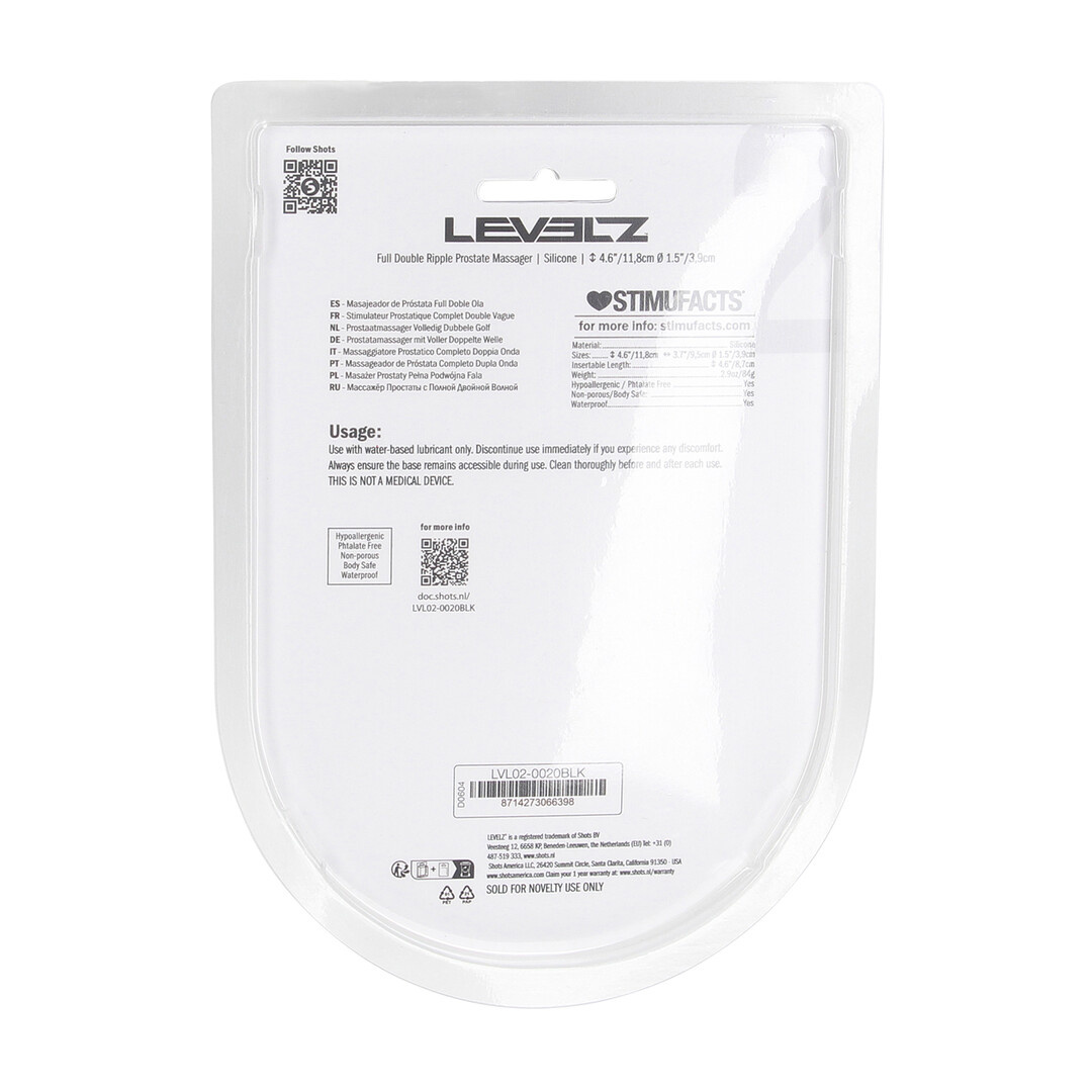 Volledige Dubbele Golf Siliconen Prostaatmassager - Zwart