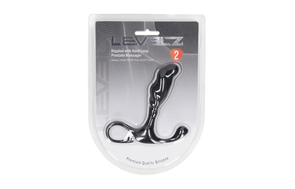 Ribbed Black Silicone Prostate Stimulator S - Levelz