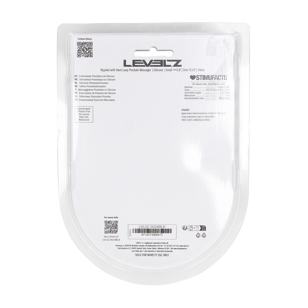 Geribbelde Zwarte Silicone Prostaatstimulator S - Levelz