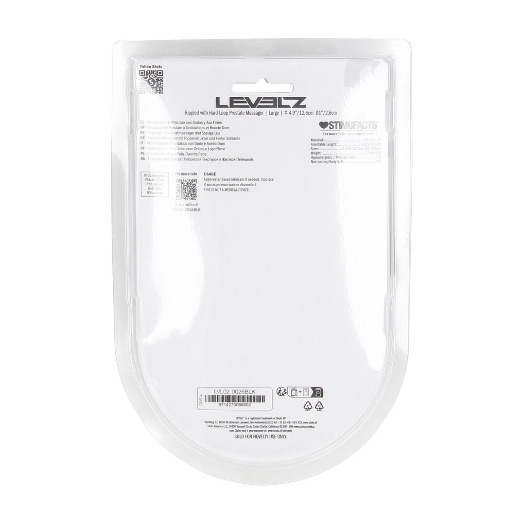 Geripptes Prostata-Massagegerät mit hartem Ring L