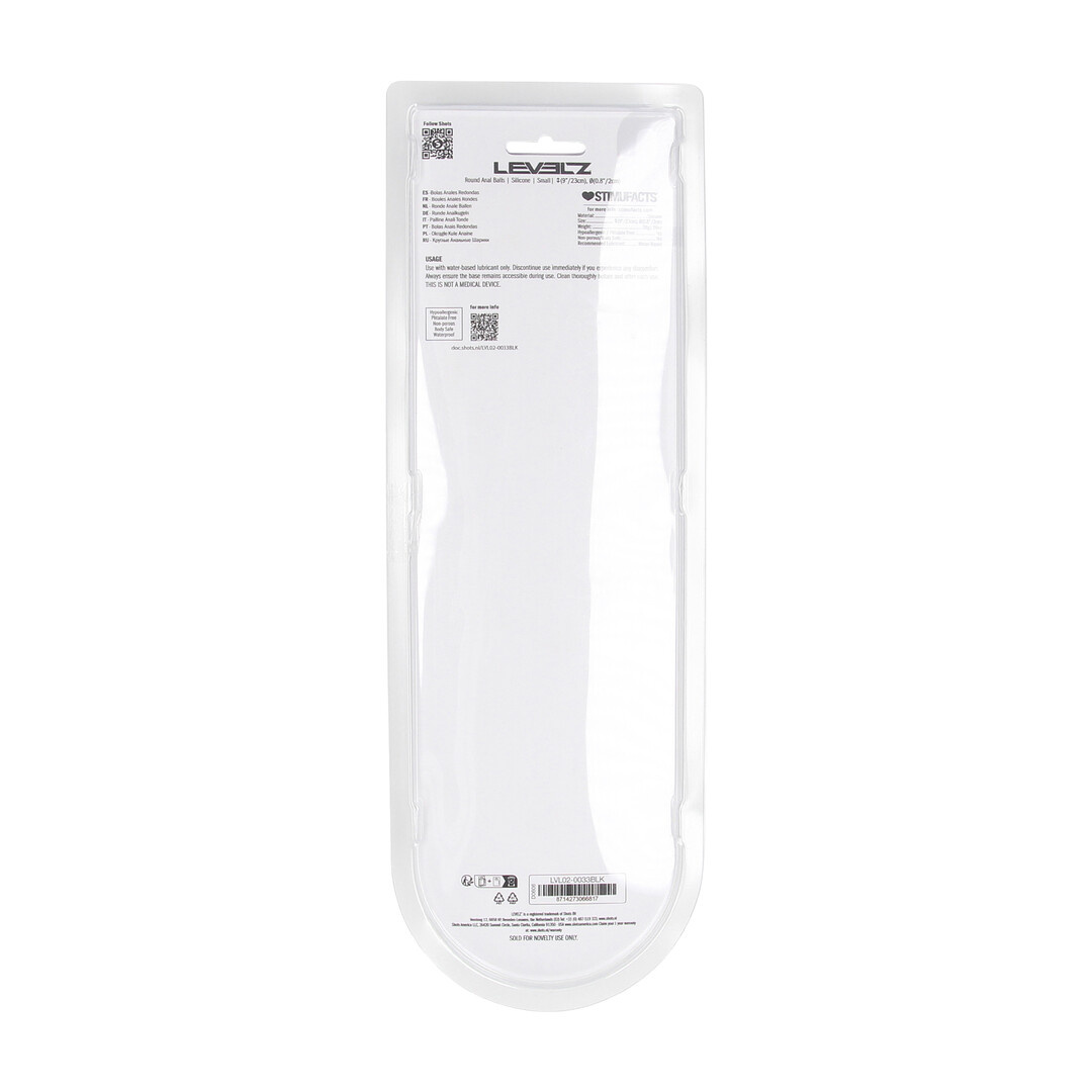 Runde Silikon-Analkugeln S 20 mm – 23 cm – Schwarz | Levelz