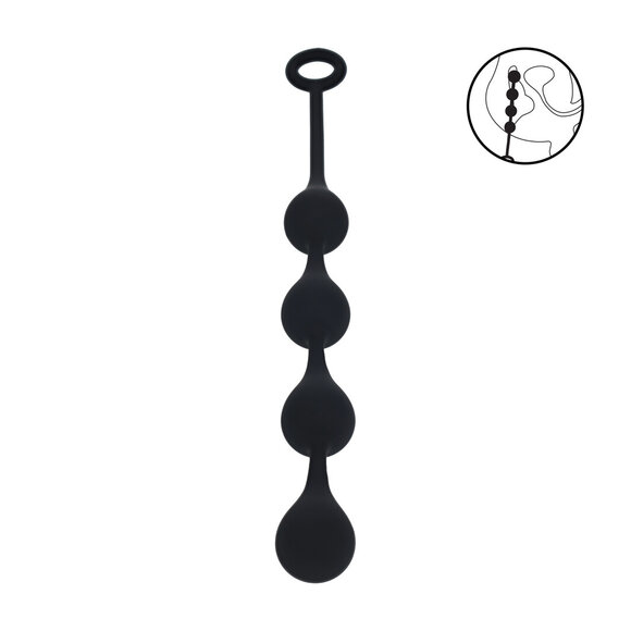 Waterdrop Silicone Anal Beads M 33.5 cm - Black | Levelz