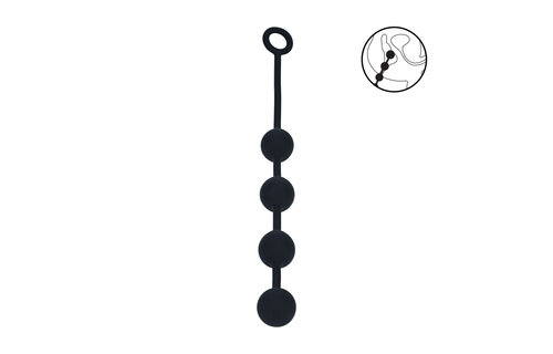 Round Silicone Anal Beads L - 4.5 cm - Black | Levelz