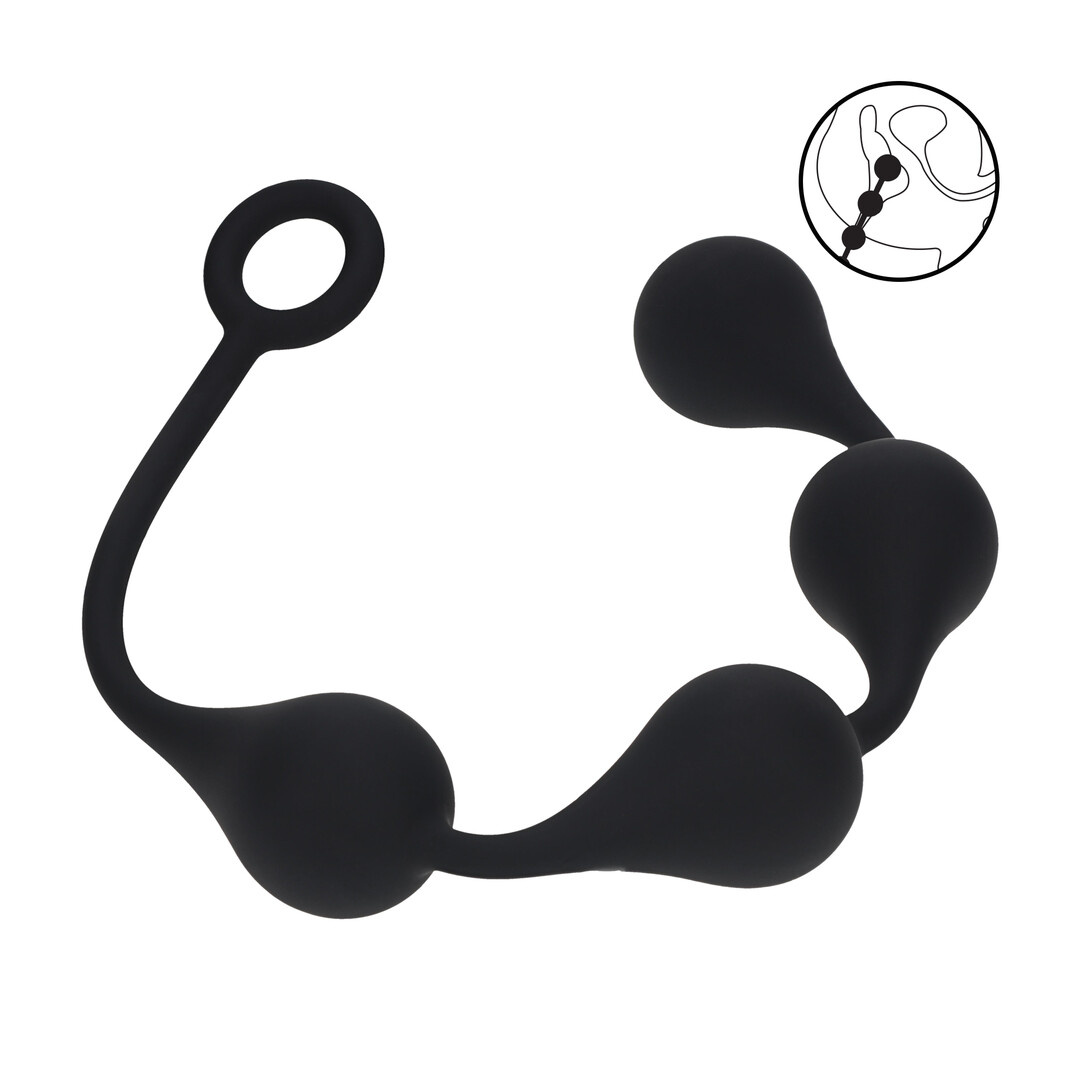 Waterdrop Silicone Anal Beads L 42.6 cm - Black | Levelz