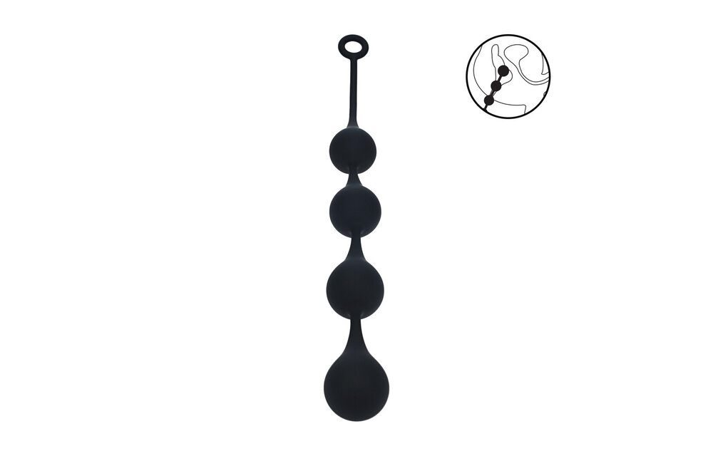 Silicone Waterdrop Anal Beads XL 52.6 cm – Black