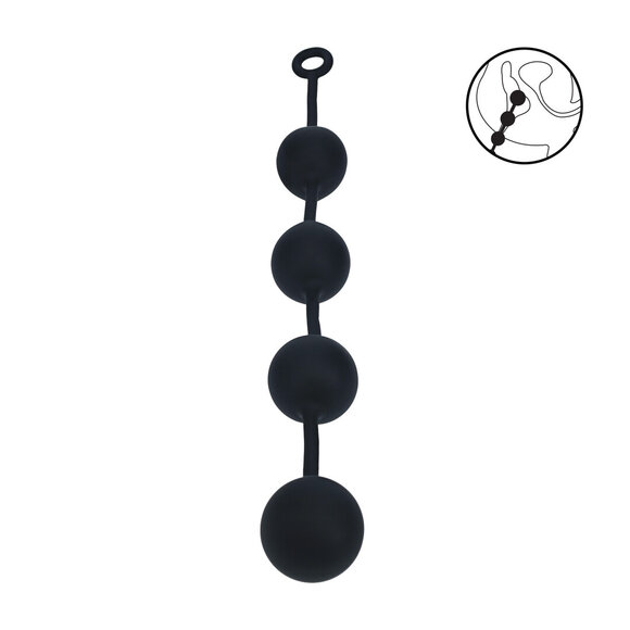Silicone Round Anal Beads XXL 60 mm – 52.5 cm Black