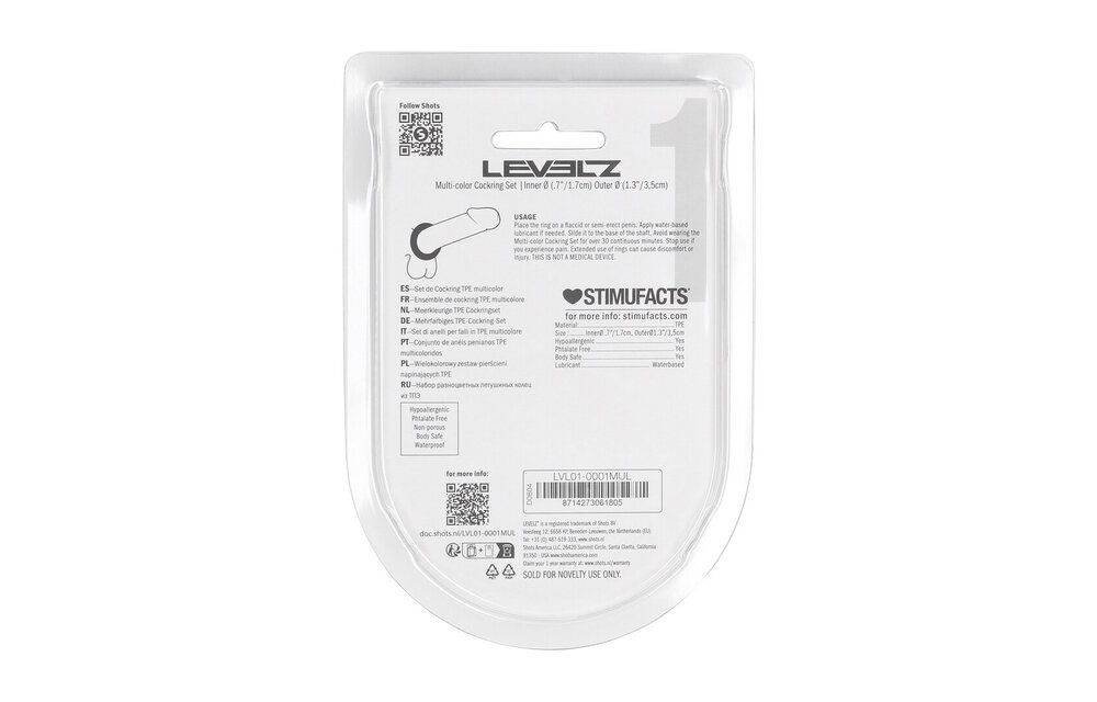 Cockring Set of 4 Multicolor