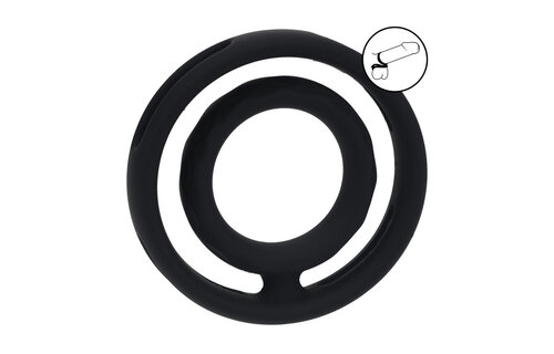 Klassischer schwarzer Silikon-Penis- und Hodenring mit Rillen