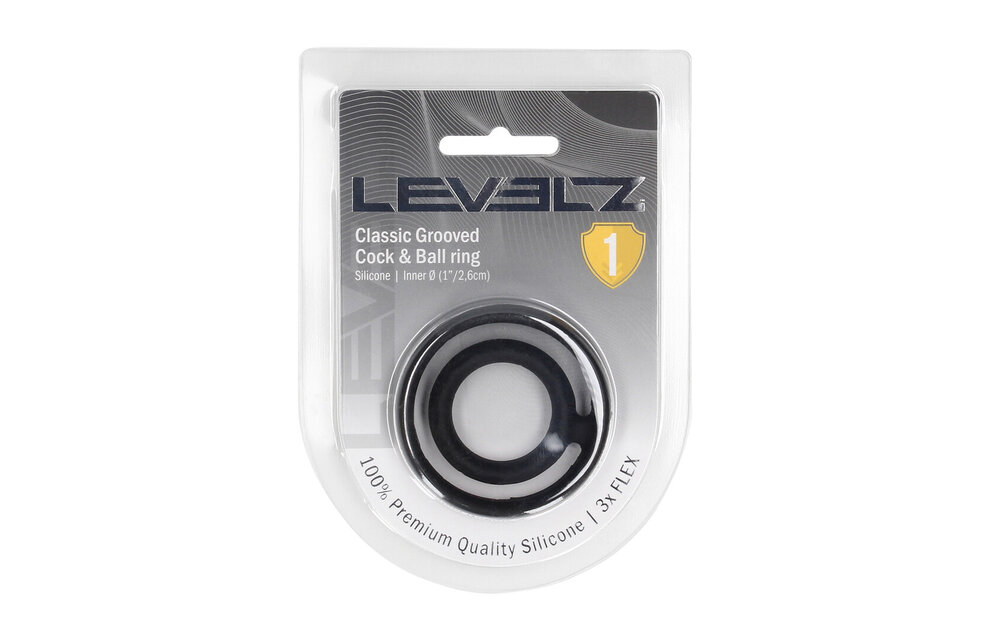 Classic Black Silicone Penis and Ball Ring with Grooves