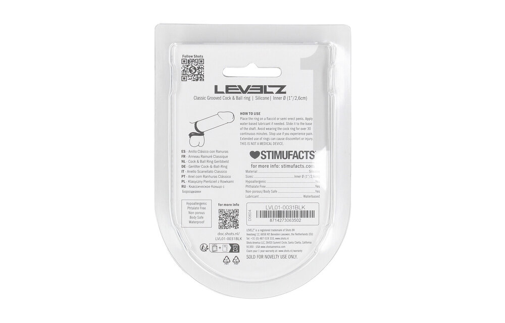 Klassieke Zwarte Siliconen Penis- en Ballenring met Groeven