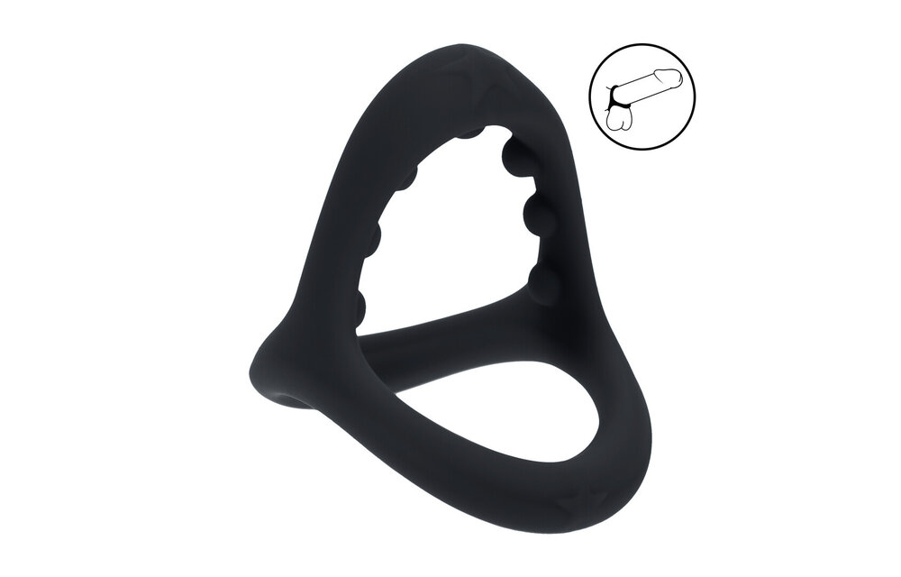 Weicher Silikon-Penis- und Hodenring – Tri-O Grip Schwarz