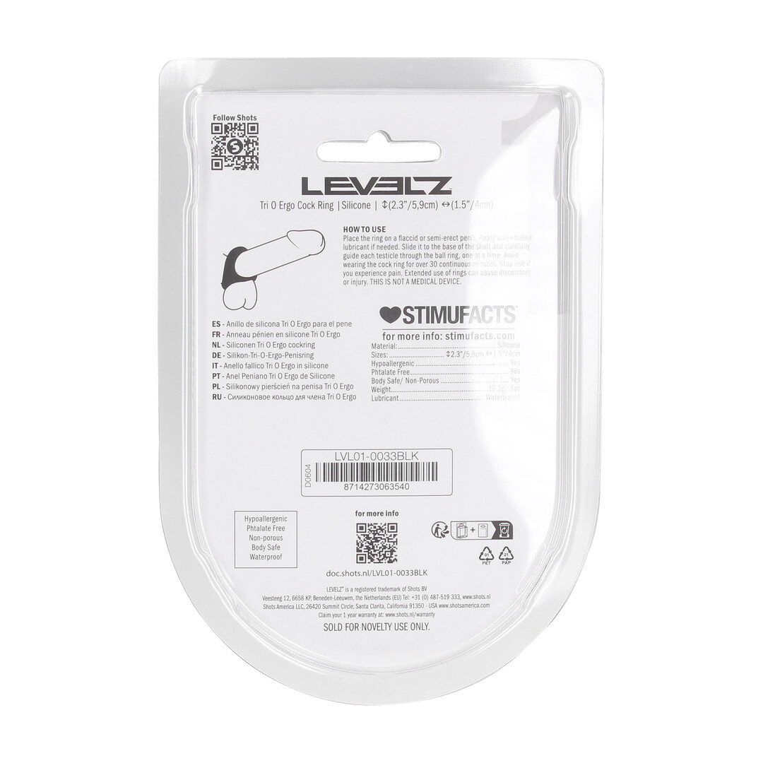 Tri O Ergo Silicone Cock Ring Black | Optimal Support & Comfort