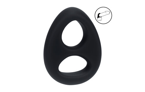 Double Liquid Silicone Penis and Ball Ring Black | Comfort