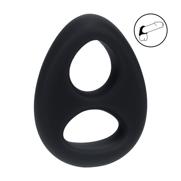 Double Liquid Silicone Penis and Ball Ring Black | Comfort