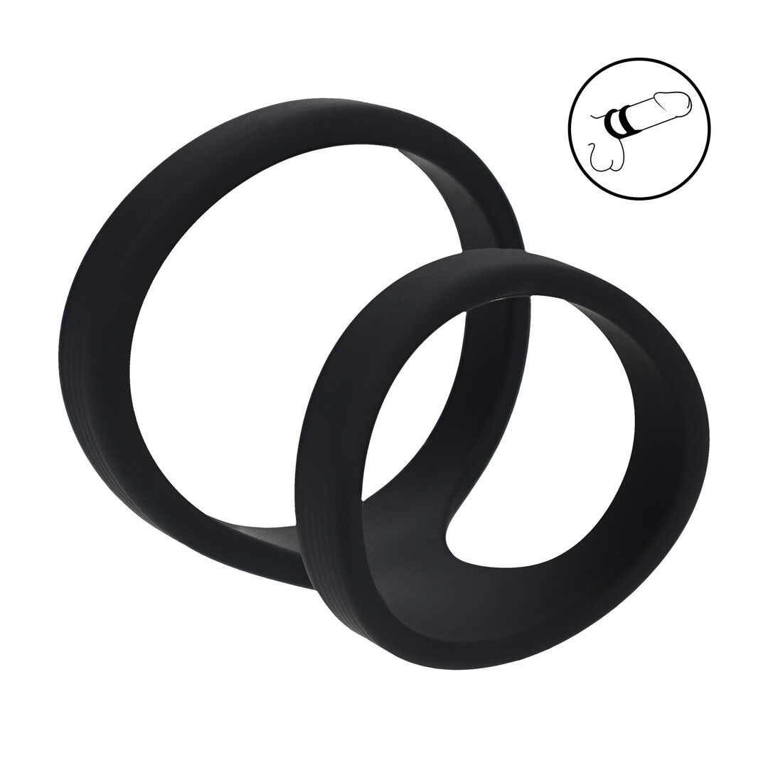 2 Loop Siliconen Cockring Zwart – Dubbele Grip & Controle