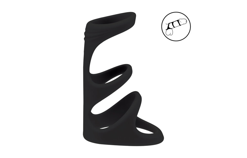 3 Loop Silicone Cock Ring Black – Layered Sensation & Support