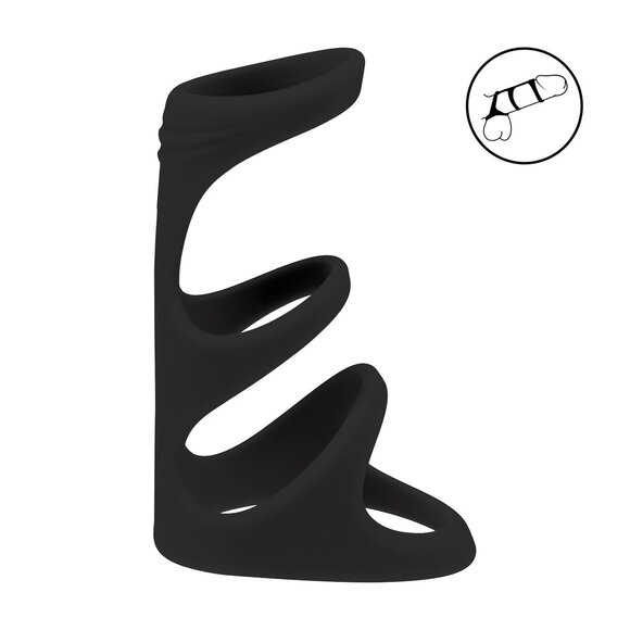 3 Loop Silicone Cock Ring Black – Layered Sensation & Support