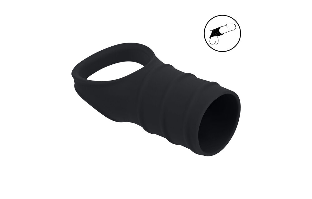 Siliconen Cockring en Geribbelde Sleeve Zwart – LEVELZ Accessoire