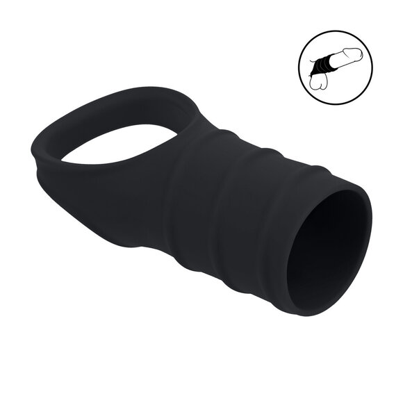 Silicone Cock Ring and Ribbed Sleeve Black – LEVELZ Accessory