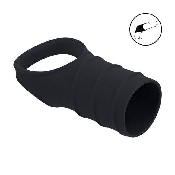 Siliconen Cockring en Geribbelde Sleeve Zwart – LEVELZ Accessoire