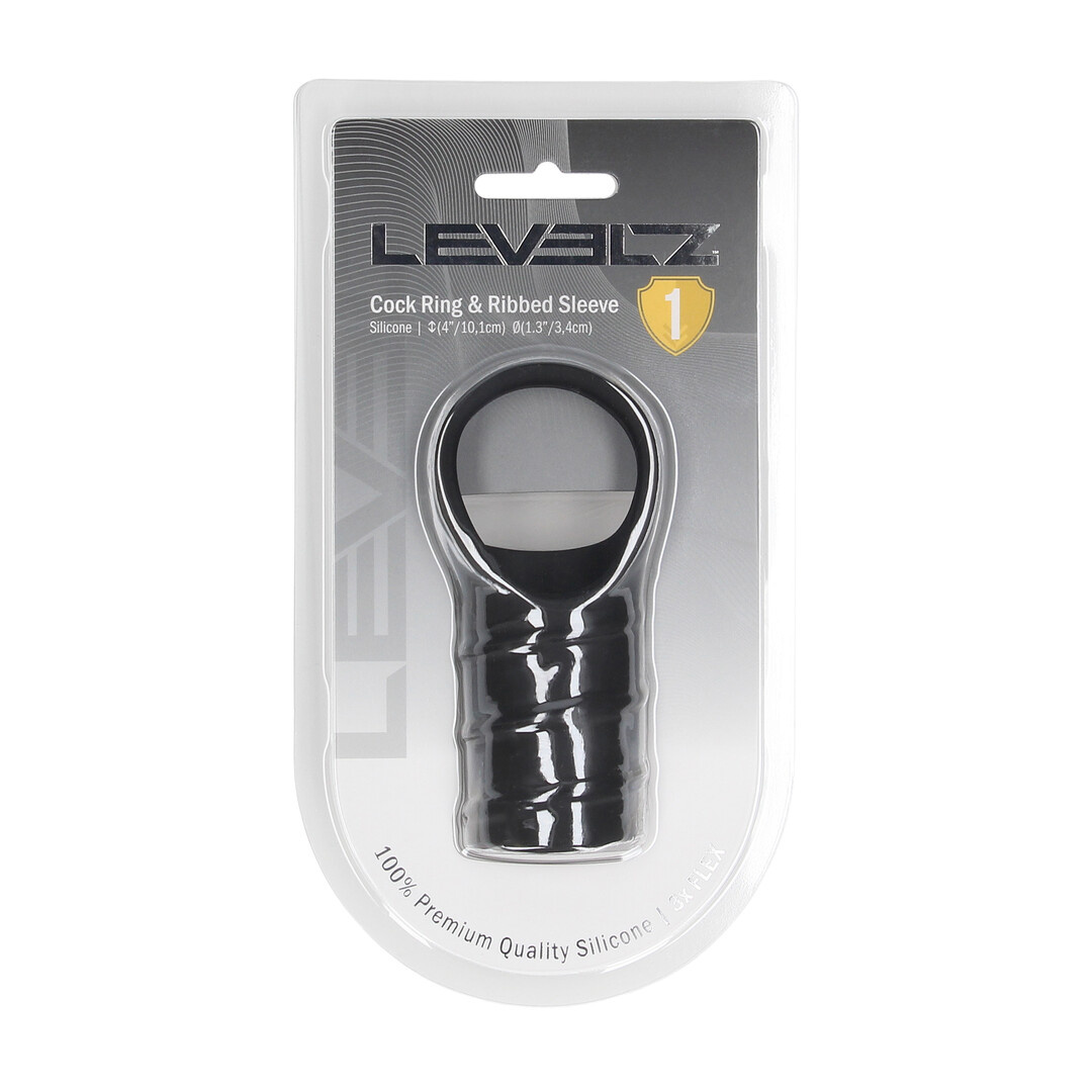 Siliconen Cockring en Geribbelde Sleeve Zwart – LEVELZ Accessoire