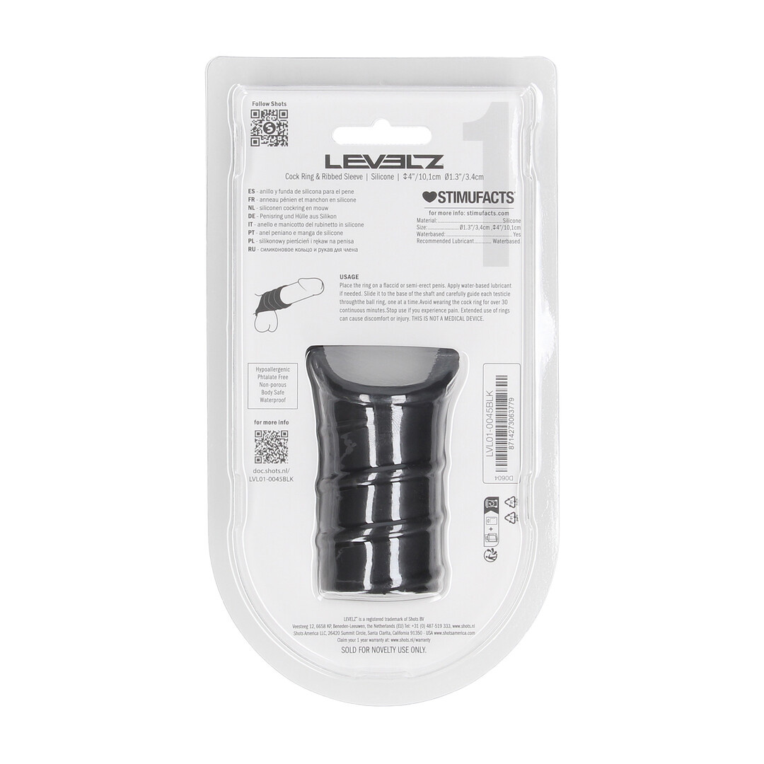 Silicone Cock Ring and Ribbed Sleeve Black – LEVELZ Accessory