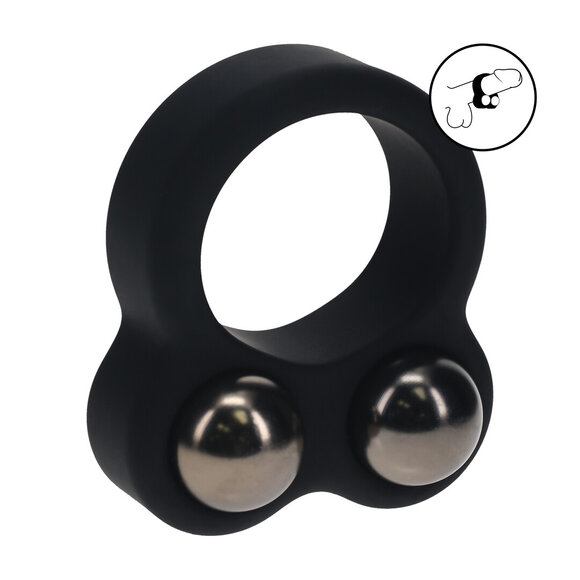 Liquid Silicone Double Weighted Cock Ring - Black & Comfort
