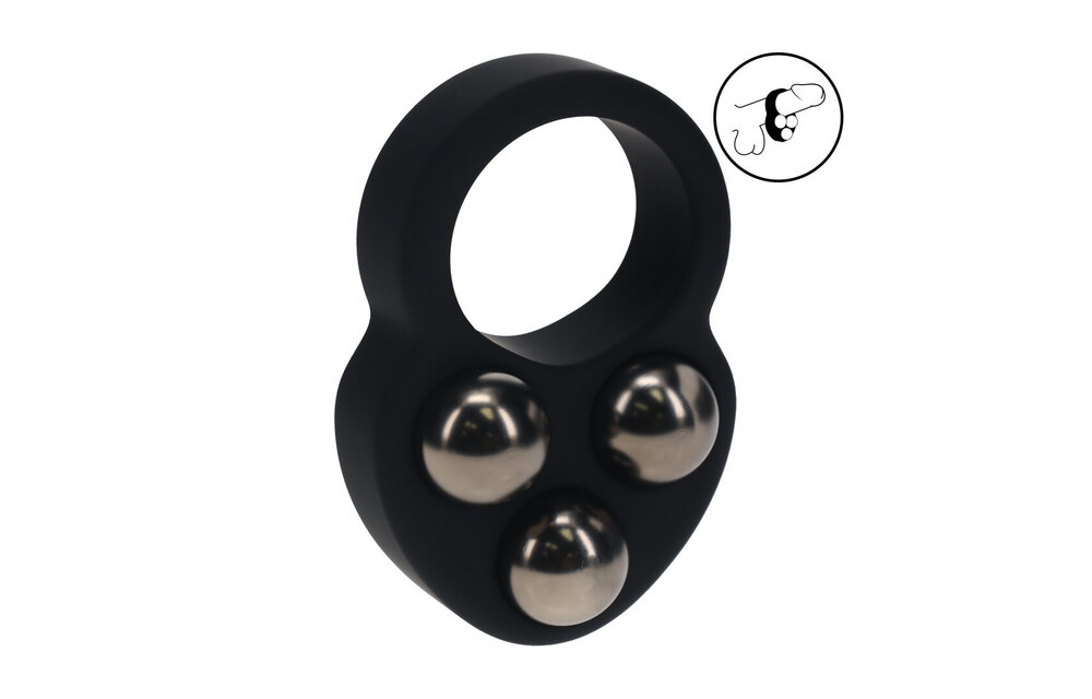 Liquid Silicone Triple Weighted Cock Ring - Black